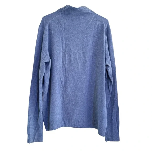 Nordstrom Mens Cashmere Blue Long Sleeve Turtleneck 1/4 Zip Sweater Size L - Picture 2 of 10